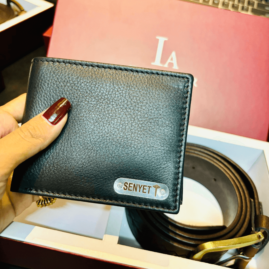 Personalise Bi Fold Wallet and Genuine Leather Belt Combo for Men - Iris Atelier India