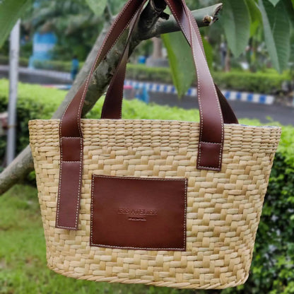 Handcrafted Pauline Straw Tote Bag | Beach Bag - Iris Atelier India