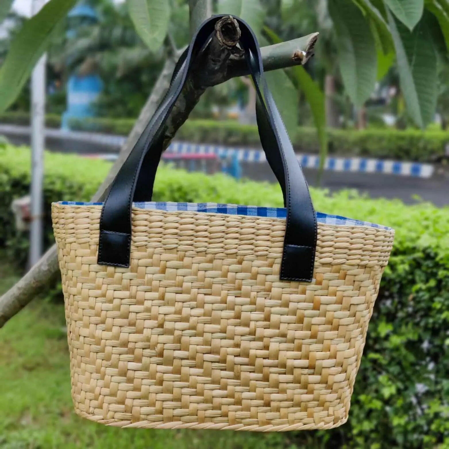 Handcrafted Pauline Straw Tote Bag | Beach Bag - Iris Atelier India