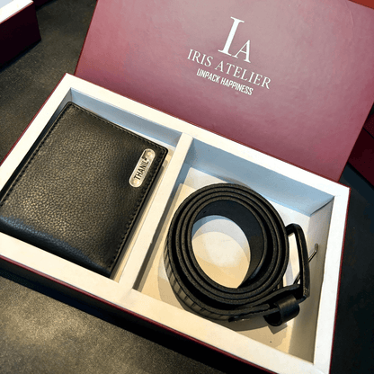 Personalise Bi Fold Wallet and Genuine Leather Belt Combo for Men - Iris Atelier India